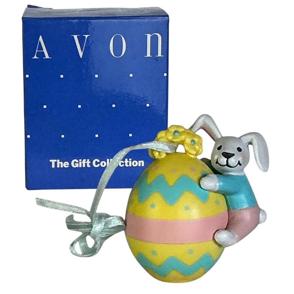 Vintage Avon Easter Egg Busy Bunny Ornament Spring Decor Nostalgic Collectible